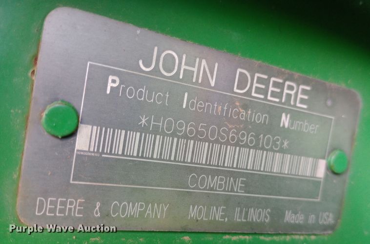 image for item EN8675 2002 John Deere 9650STS RWA combine