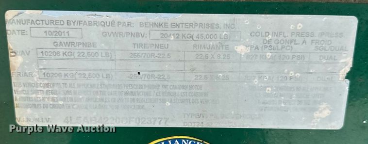 image for item OG9742 2012 Behnke Enterprises DDT24-42 fertilizer delivery trailer