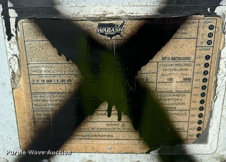 image for item DV5875 2003 Wabash  dry van trailer