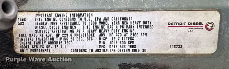 image for item DW2465 1999 Volvo VN Series semi truck