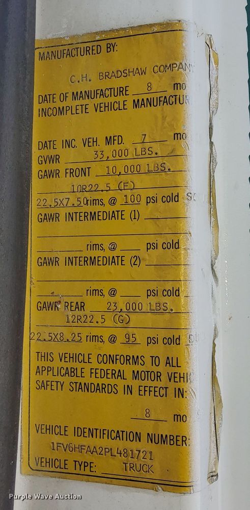 image for item EH0111 1993 Freightliner FL70 dump flatbed truck