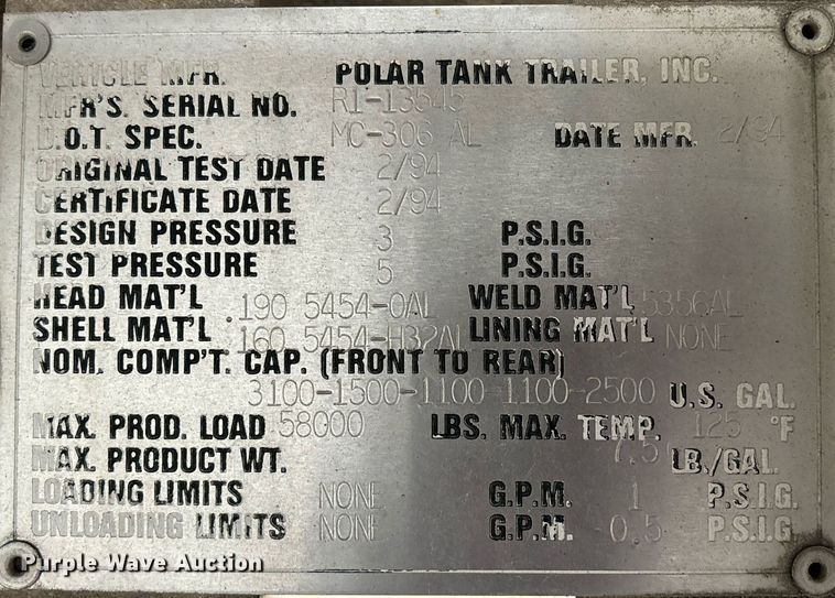 image for item EM0008 1994 Polar tank trailer