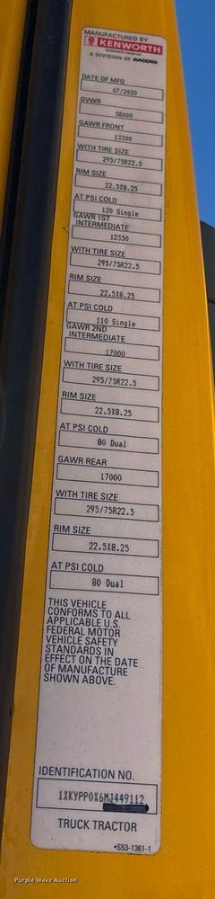 image for item ER4723 2021 Kenworth T680 semi truck