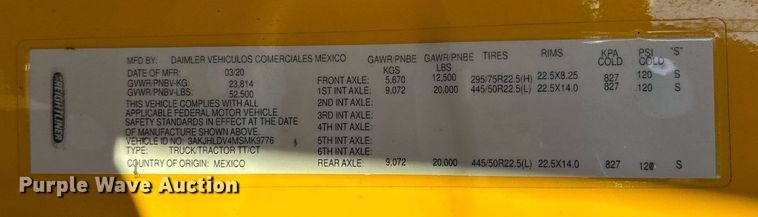 image for item ER4733 2021 Freightliner Cascadia 126 semi truck