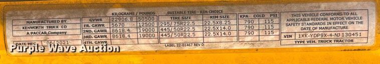 image for item ER4739 2022 Kenworth T680 semi truck