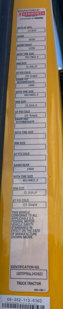 image for item ER4741 2020 Kenworth T680 semi truck