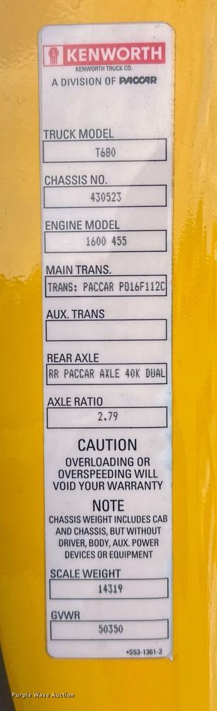 image for item ER4741 2020 Kenworth T680 semi truck