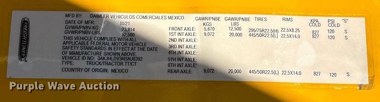 image for item ER4744 2022 Freightliner Cascadia 126 semi truck