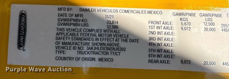 image for item ER4744 2022 Freightliner Cascadia 126 semi truck