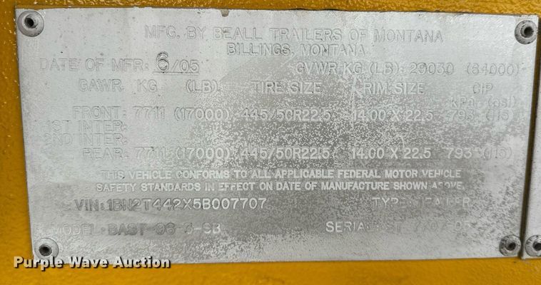 image for item ER4745 2005 Beall BAST-96-3-SB tank trailer