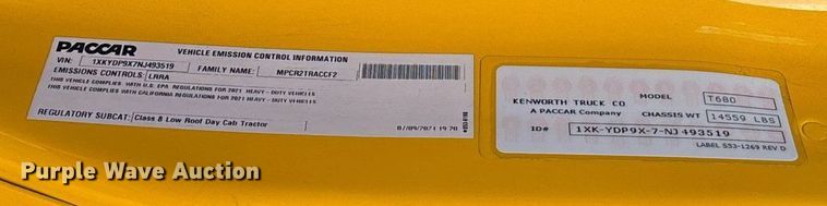 image for item ER4746 2022 Kenworth T680 semi truck