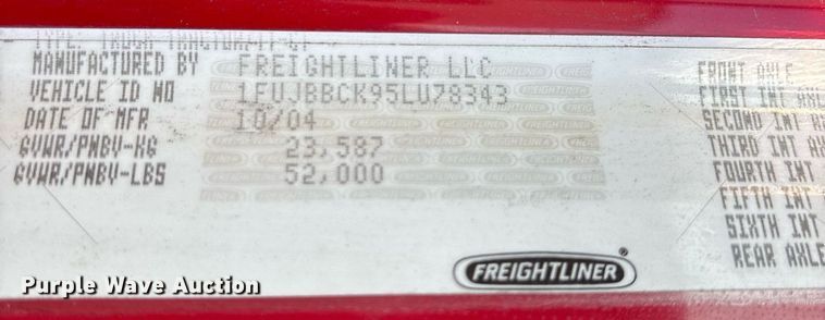 image for item OK9451 2005 Freightliner Century Class  semi truck