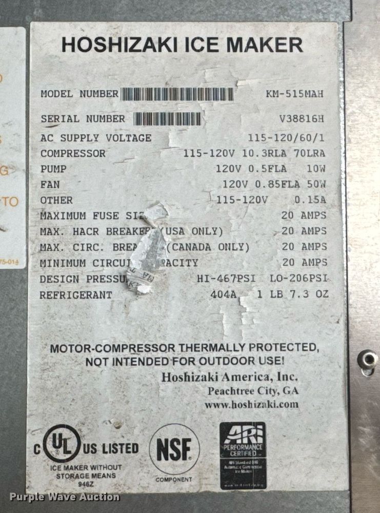 image for item DO0157 Hoshizaki KM-515MAH ice machine