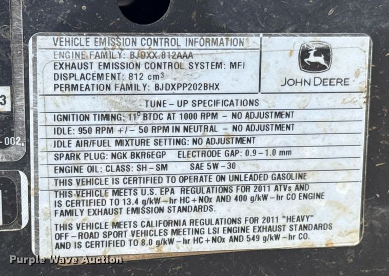 image for item DO0222 2011 John Deere Gator 825i utility vehicle