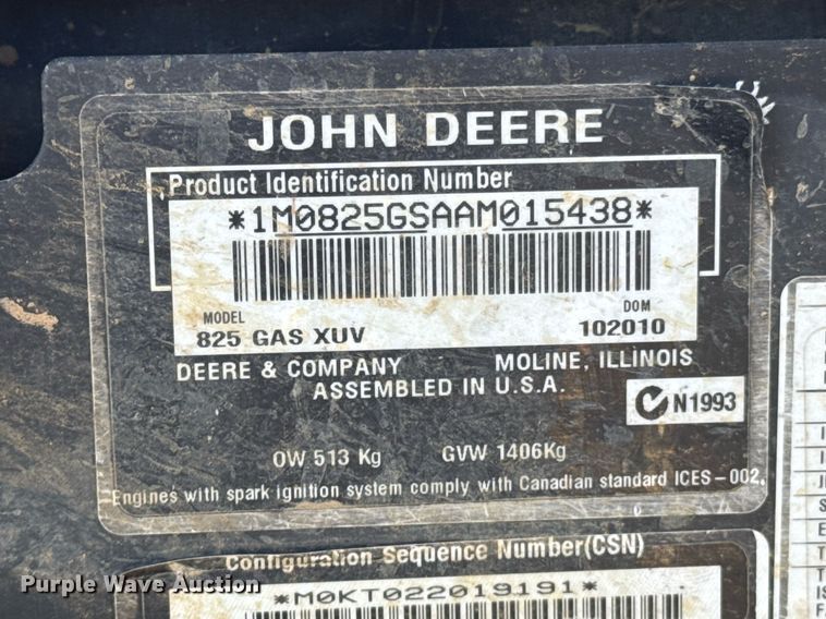 image for item DO0222 2011 John Deere Gator 825i utility vehicle