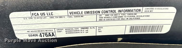 image for item ER4682 2019 Dodge Ram 1500 Quad Cab pickup truck