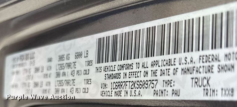 image for item ER4682 2019 Dodge Ram 1500 Quad Cab pickup truck