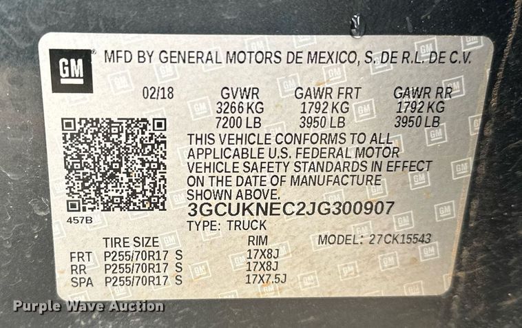 image for item ER4685 2018 Chevrolet Silverado 1500 Crew Cab pickup truck