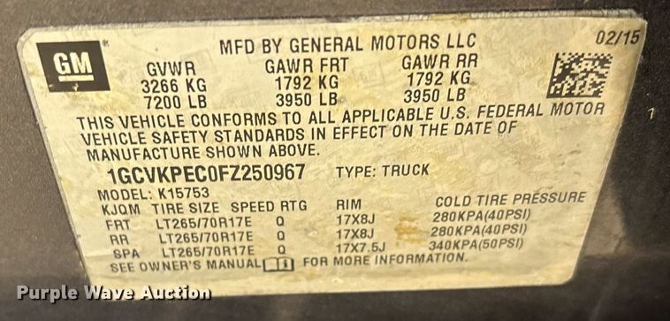 image for item ER4696 2015 Chevrolet Silverado 1500 Double Cab pickup truck