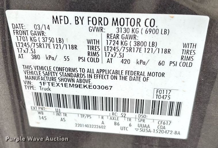 image for item ER4698 2014 Ford F150 SuperCab pickup truck