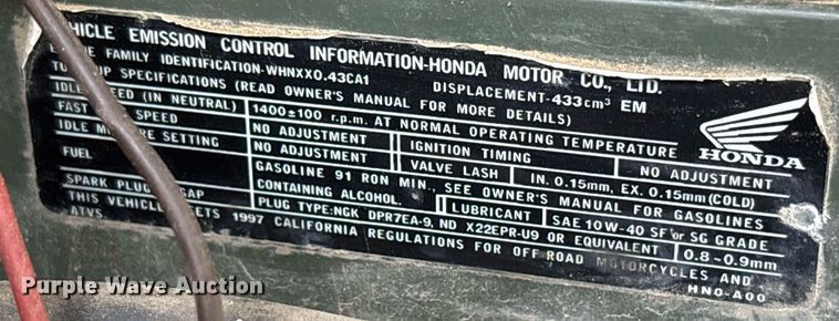 image for item OK9444 2002 Honda TRX450FM ATV