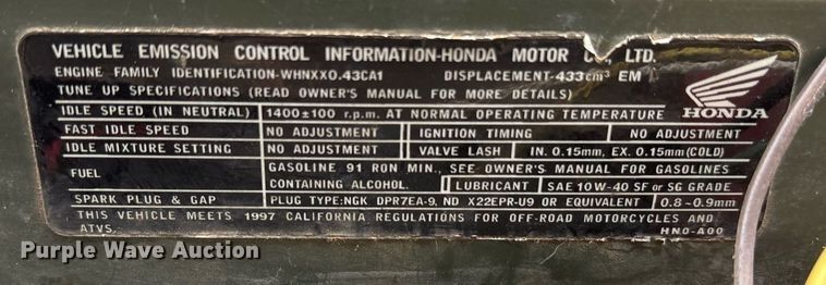 image for item OK9445 2002 Honda TRX450FM ATV