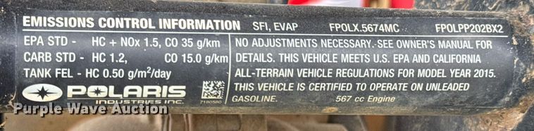 image for item DO0163 2015 Polaris Sportsman 570 EFI ATV