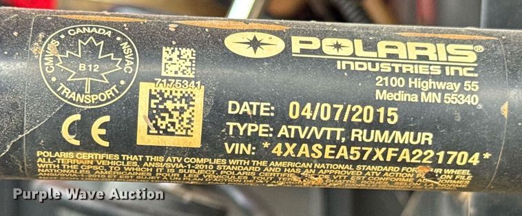 image for item DO0163 2015 Polaris Sportsman 570 EFI ATV