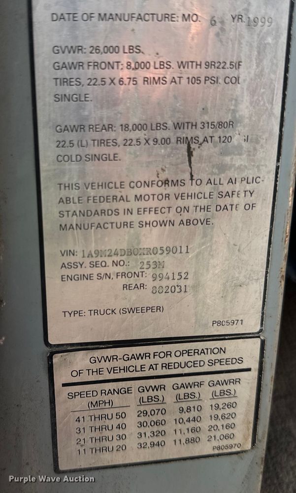 image for item DV5801 1999 Athey street sweeper truck