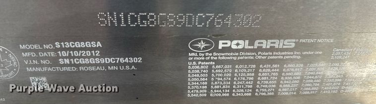 image for item DX3927 2013 Polaris 800 Pro RMK snowmobile