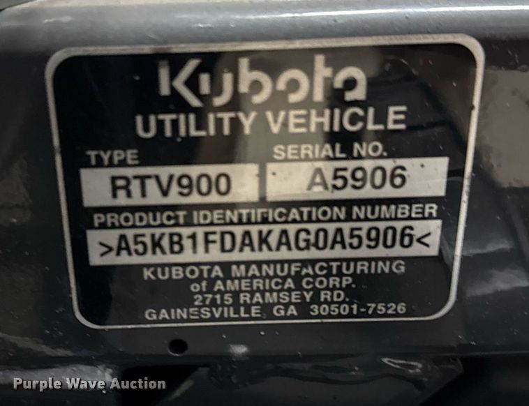 image for item EG2261 2010 Kubota RTV900 utility vehicle