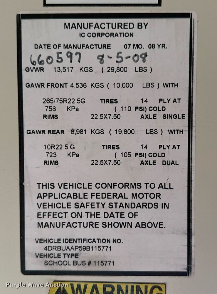 image for item EG2361 2009 IC PB105 school bus