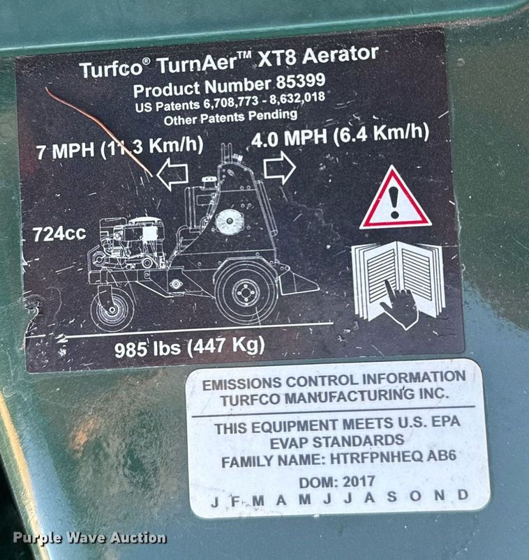 image for item EG2387 Turfco XT8 aerator