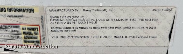 image for item EG2432 2013 Maxey Trailers spray foam trailer