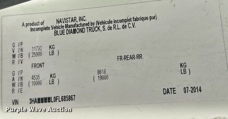 image for item EI4094 2015 International DuraStar 4300 refrigerated truck