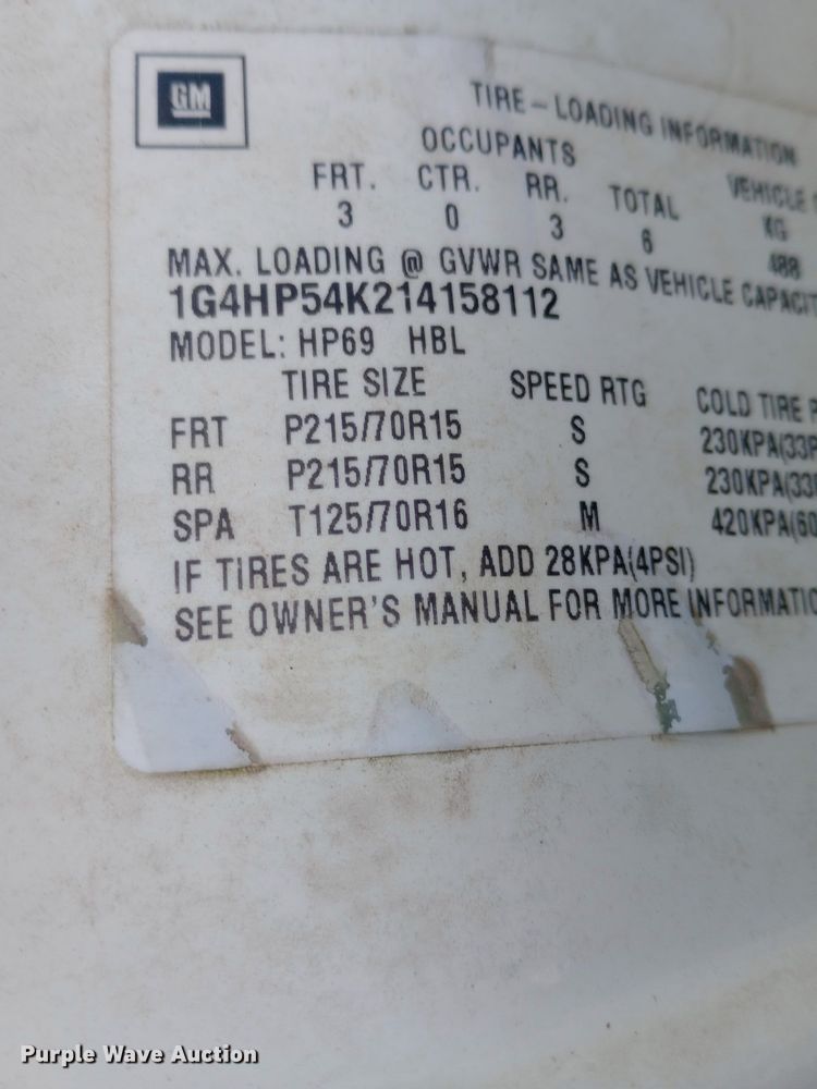 image for item EN8655 2001 Buick Lesabre 