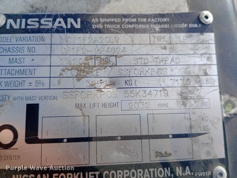 image for item EN8668 Nissan 40 forklift