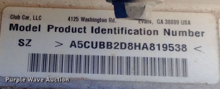 image for item EN8674 2017 Club Car Carryall 100 golf cart