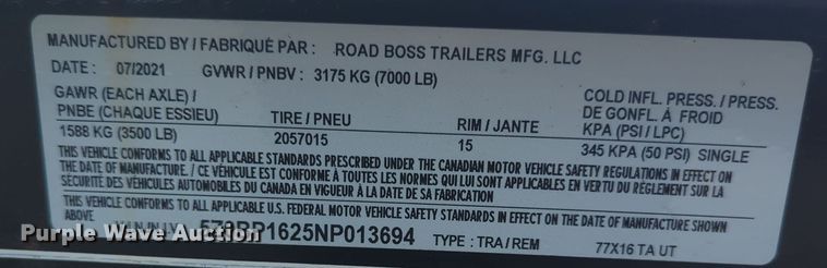 image for item ER4573 2022 Road Boss Trailers utility trailer
