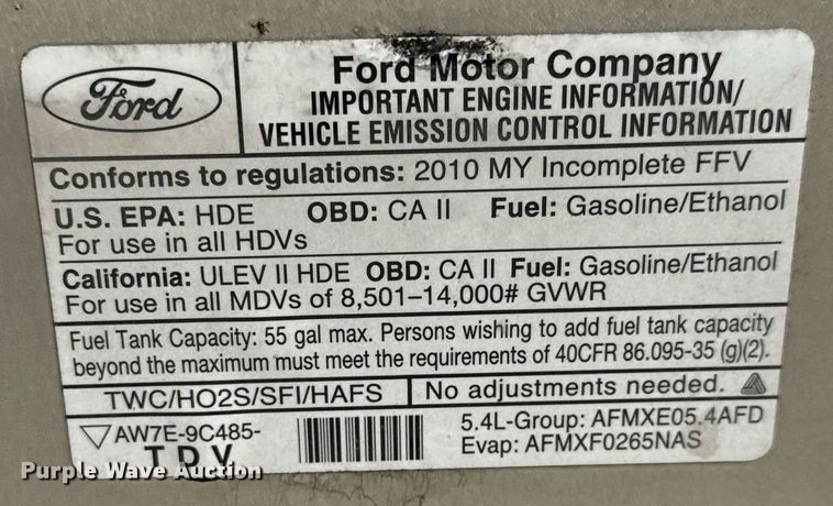 image for item LH9401 2010 Ford E350 Super Duty box truck