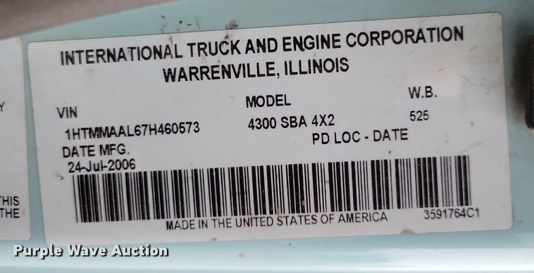 image for item OH9489 2007 International 4300 box truck