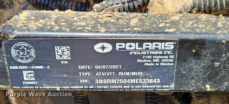 image for item OK9959 2021 Polaris  Ranger 500 utility vehicle