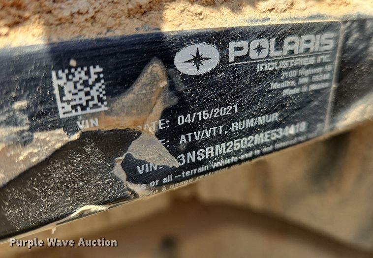 image for item OK9960 2021 Polaris  Ranger 500 utility vehicle