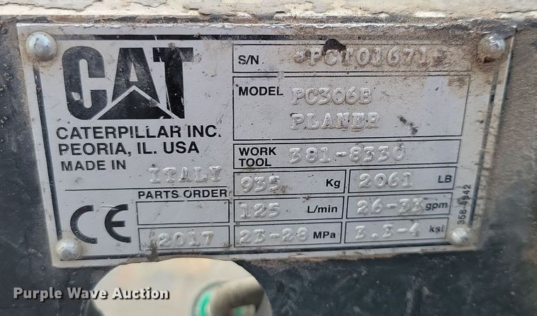 image for item DN3664 2017 Caterpillar PC306B skid steer cold planer