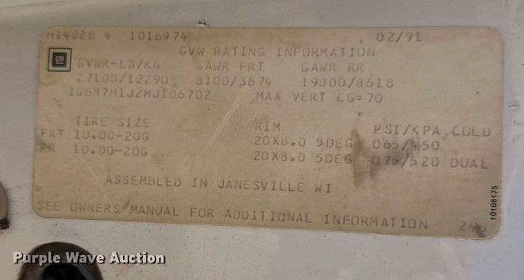 image for item DP6100 1991 Chevrolet Kodiak C6500 bucket truck