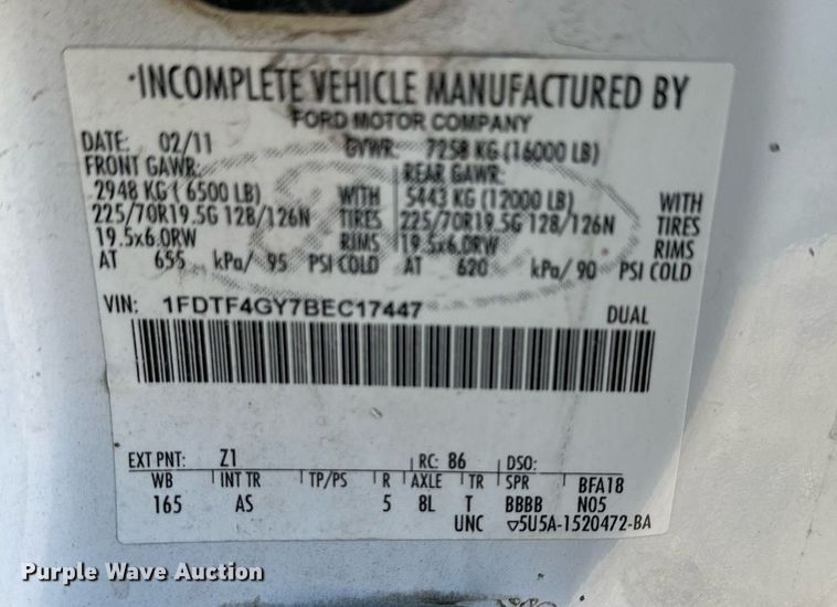 image for item DS3309 2011 Ford F450 Super Duty utility / service truck