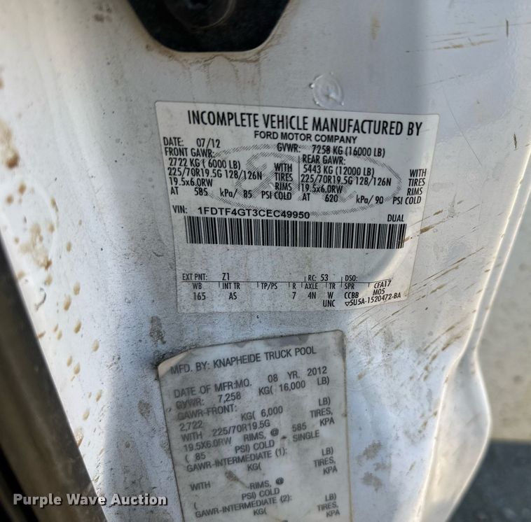 image for item DS3336 2012 Ford F450 Super Duty utility / service truck