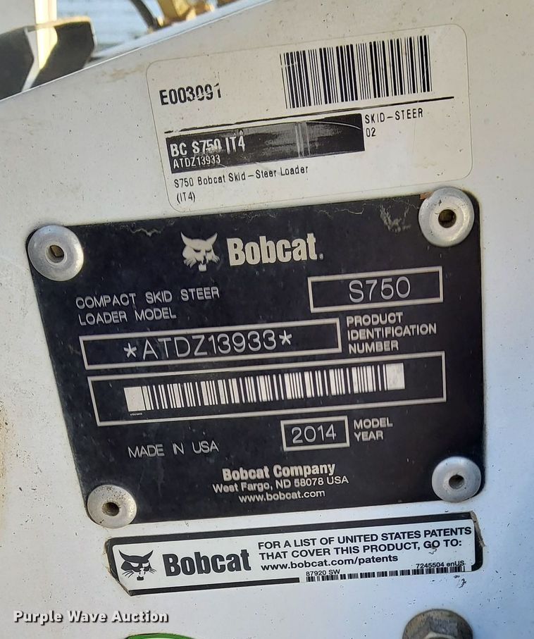 image for item DV0562 2014 Bobcat  S750 skid steer loader
