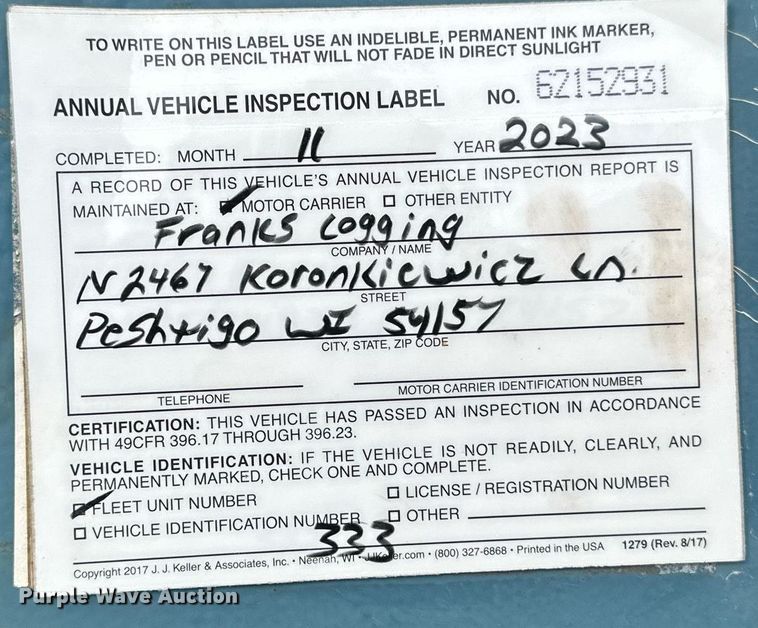 image for item DV0566 1995 International  2554 dump truck