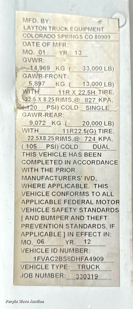 image for item EG2252 2013 Freightliner Business Class M2 Crew Cab utility / service truck